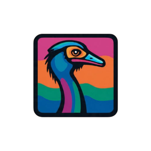 Colorful Moa bird square icon logo for moatales
