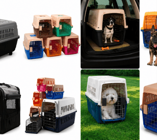 Dog travel crate collection featuring durable pet carriers for safe and comfortable travel.