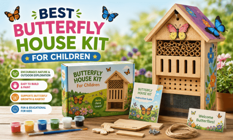 Best butterfly house kit for kids with colorful butterflies and easy-to-build wooden habitat
