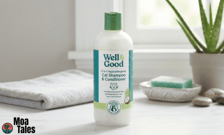 Hypoallergenic Cat Shampoo and Conditioner bottle for gentle cat grooming