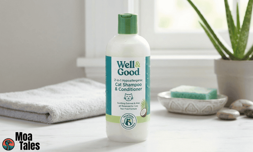 Hypoallergenic Cat Shampoo and Conditioner bottle for gentle cat grooming